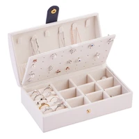 white small travel jewel box with mirror mini portable leather jewelry organizer display travel boxes jewelry box zipper leather