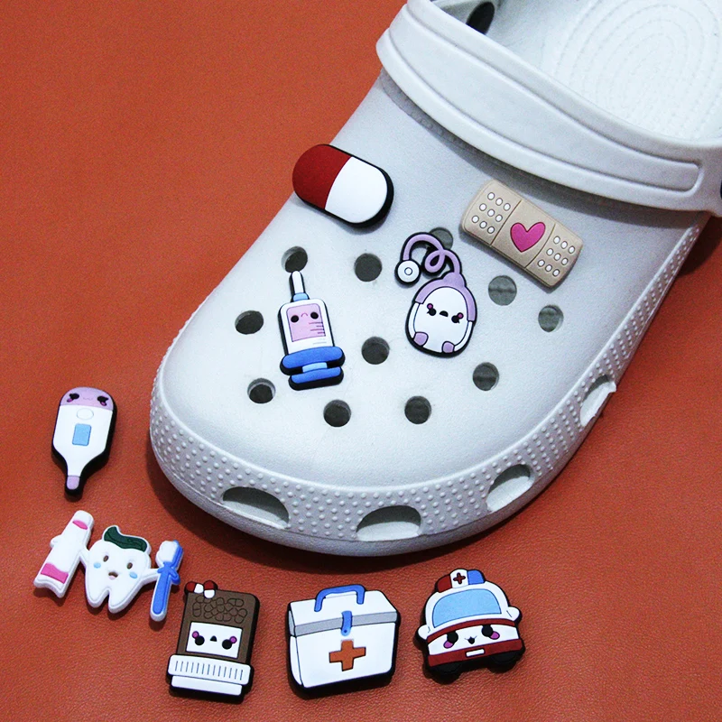 

1PCS Medical Supply Croc Jibz PVC Shoe Charms Accessories Syringe Pills Decorations Ornaments for Doctors Kids Adult Gift