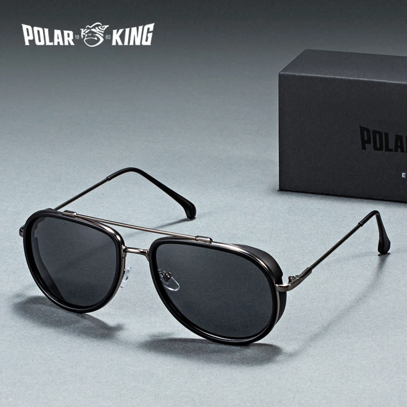 POLARKING Марка Steam Punk Поляризованные Мужские Солнцезащитные Очки Gafas De Sol Мужская