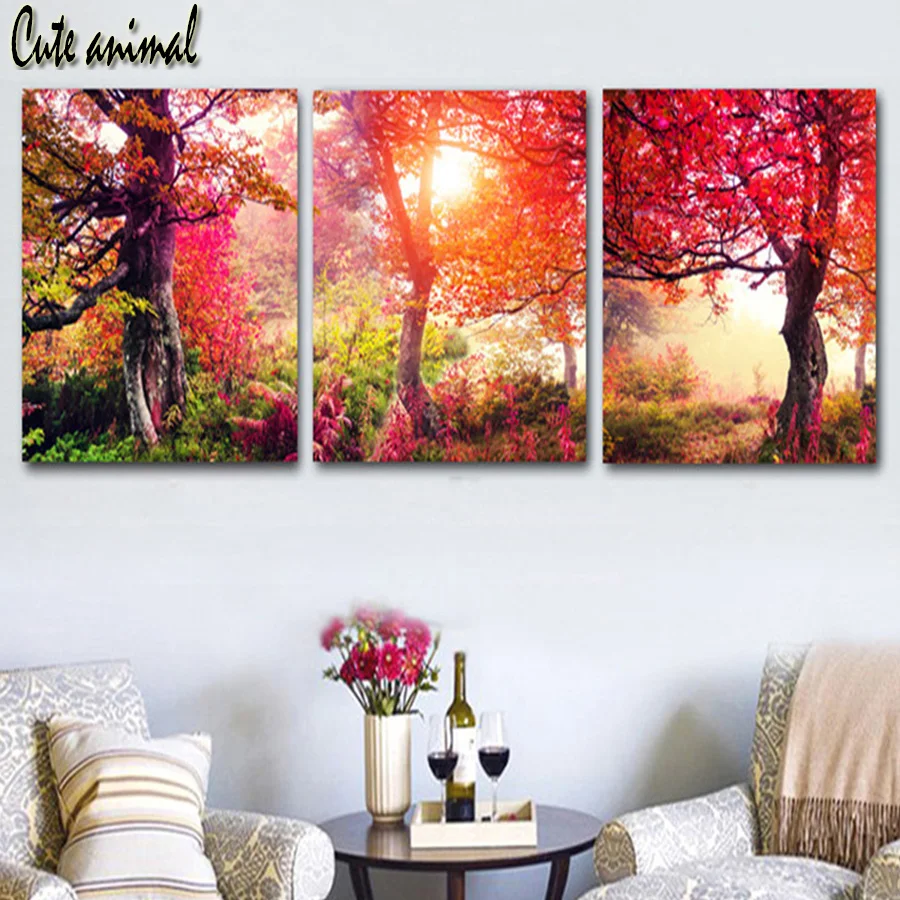 

Diamond Painting Cross Stitch Autumn landscape mangrove forest sunset 3pcs Diamond Embroidery full Square drill Diamond Mosaic