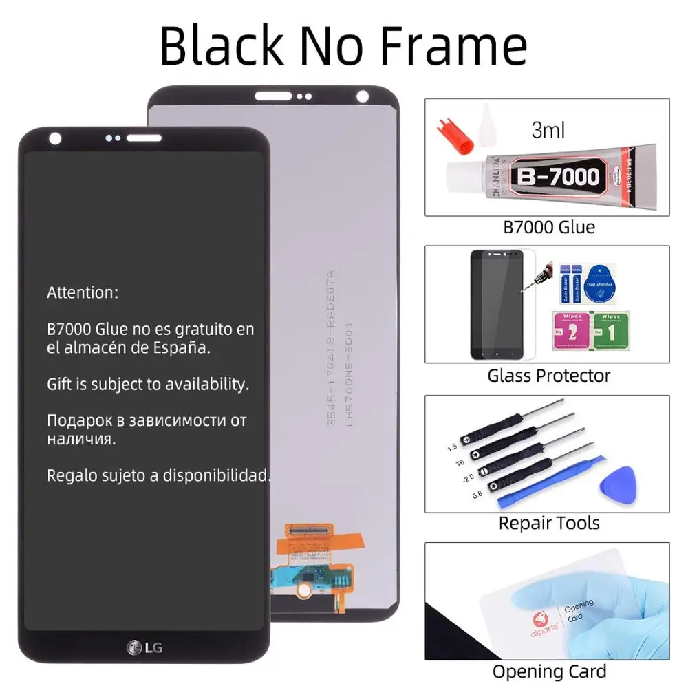 Дисплей для LG G6 LCD H870 H870DS H872 LS993 VS998 US997 в сборе с тачскрином на рамке черный золотой белый платиновый - Цвет: Black No Frame
