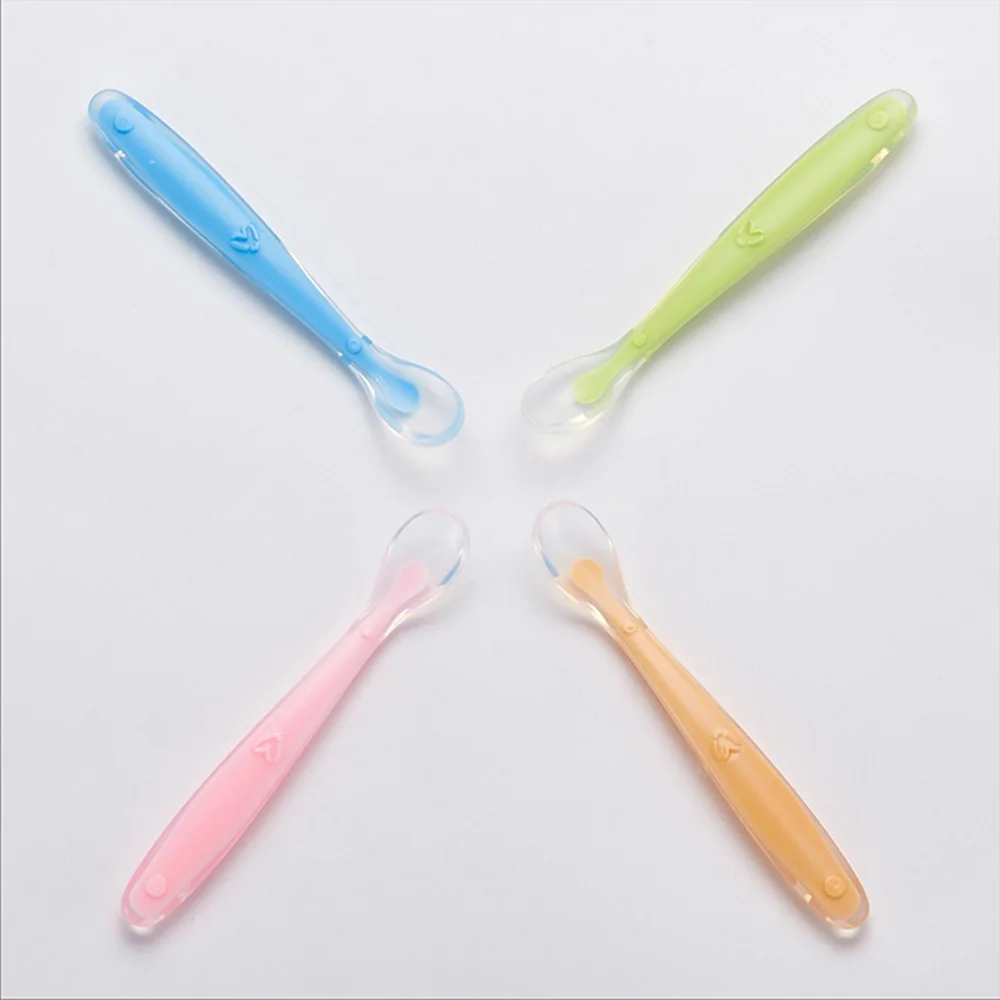Детская Ложка силиконовая обучающая ложка для кормления ребенка мягкая детская |