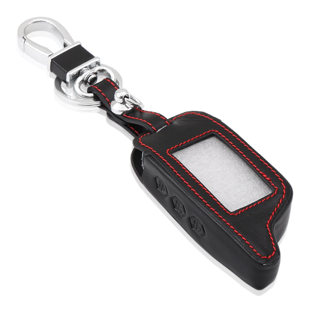 Кожаный чехол для брелка черный кожаный двухсторонней автосигнализации Starline B9 B6