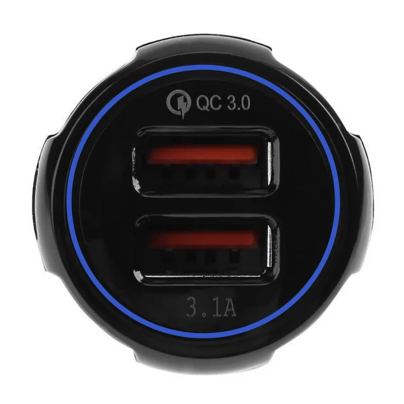 QC3.0 цифровой дисплей напряжения тока Быстрый двойной USB Автомобильное зарядное