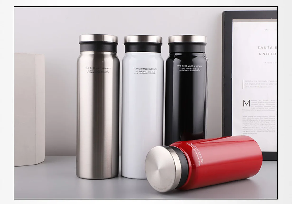 550/750ml Stainless Steel Vacuum Flasks Thermos Car Cup with Leather Case Portable Business Straight Outdoor Water | Дом и сад