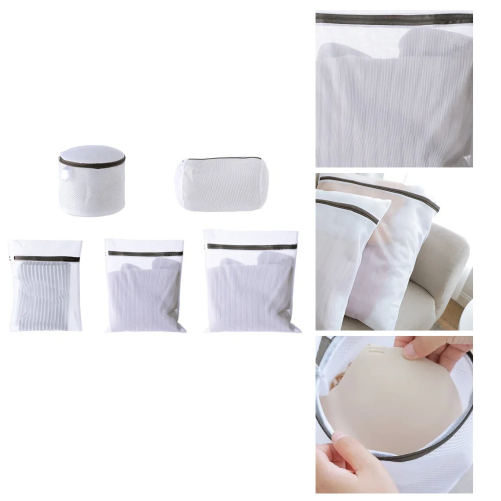 

5 Pcs Laundry Bag Wash Net Washing Machine Bag for Home Underwear Wash (White)