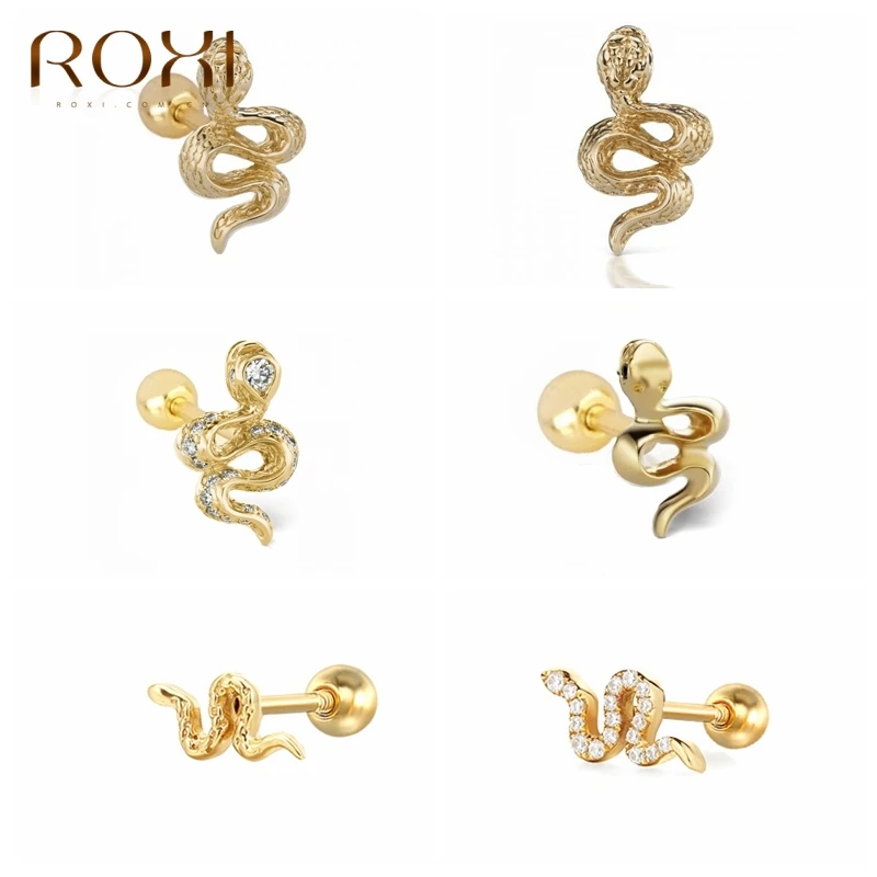 ROXI со змеиным принтом в винтажном стиле с кристаллами циркона серьги шпилькой