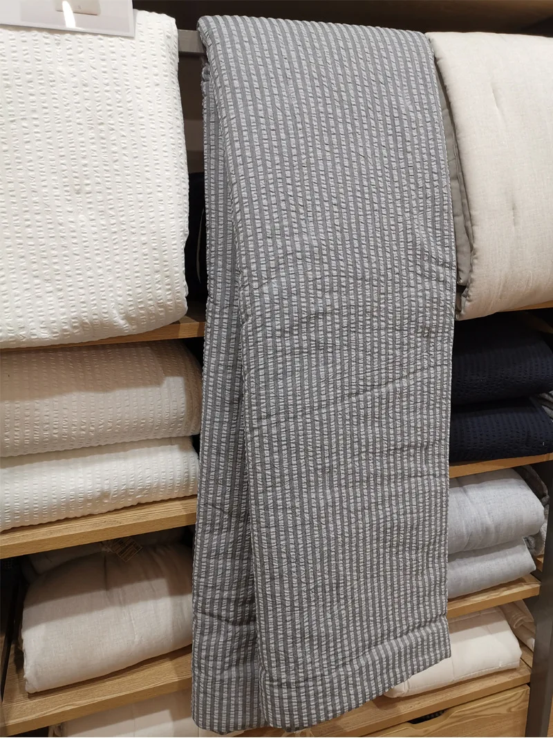 

Junwell Cotton Seersucker Thin Summer Quilt Bedspread Water Washed Air Condition Quilt Bed Cover bedding Blanket/ Plaids