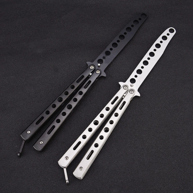 

HYSENSS Newest Stainless Steel Training Butterfly Knife Folding Knife Butterfly Role Play Knife Without Edge Blunt Edc Tool Gift