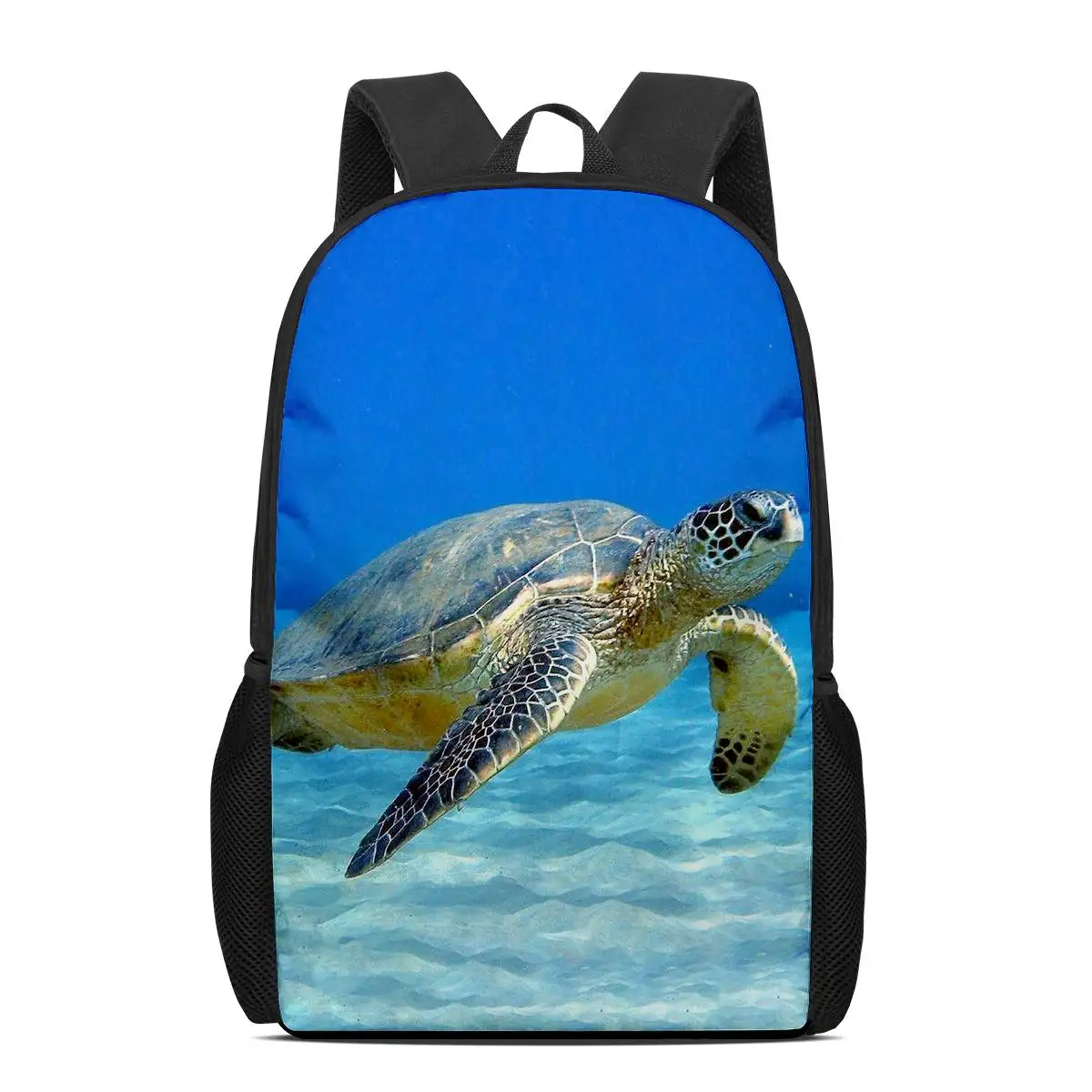 

Рюкзак для мальчиков и девочек, школьный ранец на плечо с 3D-принтом морской черепахи, дорожная сумка для книг для подростков, 16 дюймов