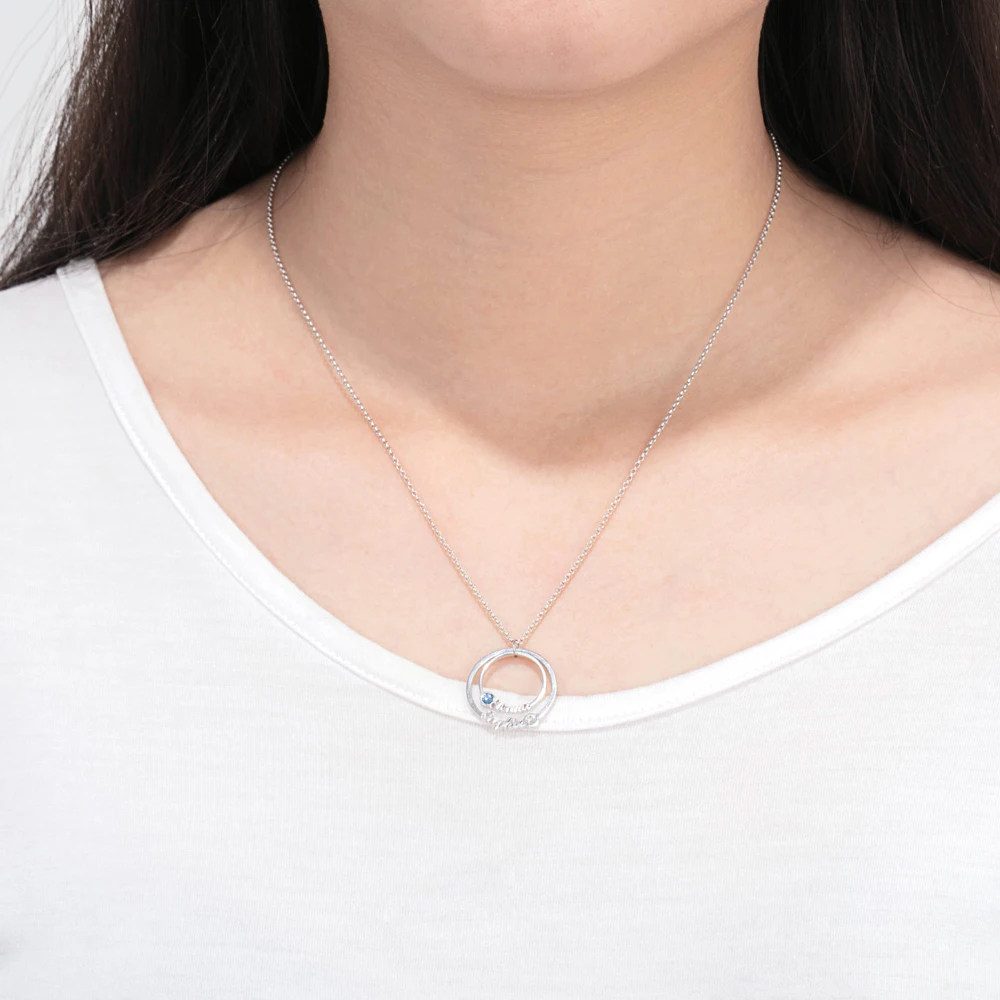 JewelOra 925 пробы серебро персонализированное ожерелье C именем с 2 по месяцу рождения