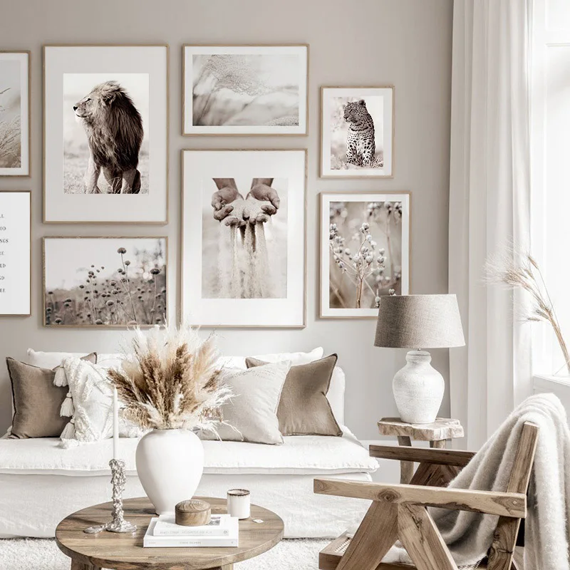 Картина на холсте с изображением леопарда Льва животных плакат в скандинавском