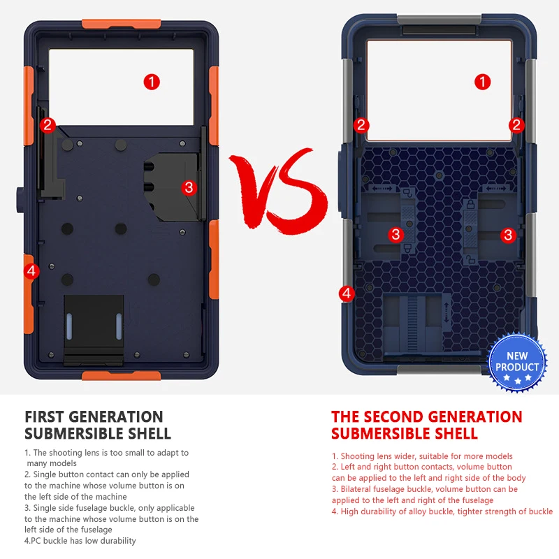 For iPhone Samsung Xiaomi Huawei Universal Blue Orange Color Professional Diving Mobile Phone Case 15M Waterproof Depth Cover