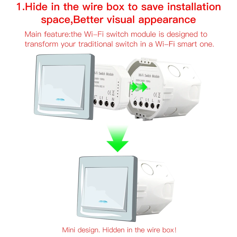 Умный Wi-Fi светильник DIY Smart Life/приложение Tuya с дистанционным управлением 1/2, 1 переключатель, работает с Alexa Echo Google Home