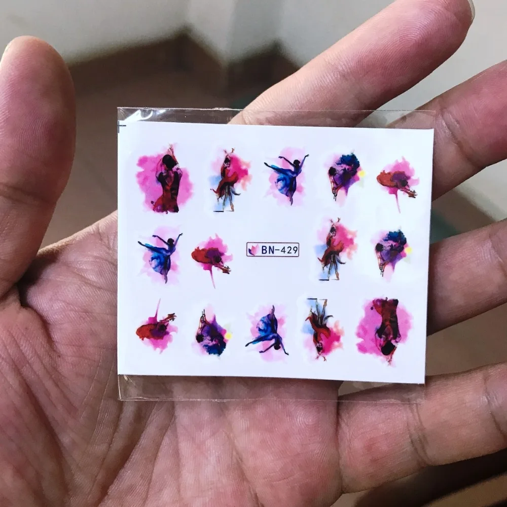 Наклейка на воду для слайдер украшения ногтей акварельные чернила крупного