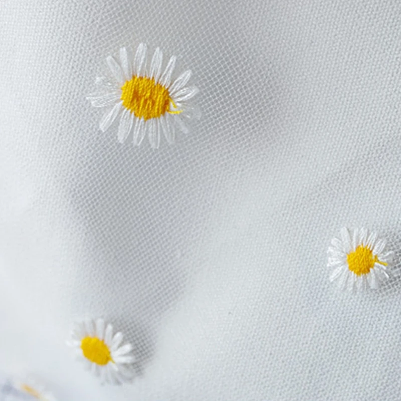 

Fashion Shoulder Bags for Women's Female Shopper Bag Handbag Cute Embroidery Bag with Daisies Small Canvas Tote