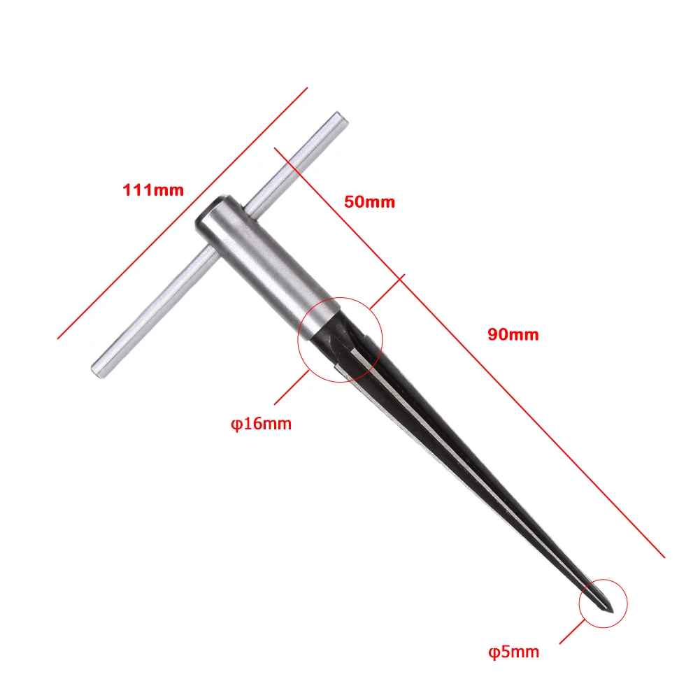 Head Diameter 5-16mm Конический расширитель мост штифтовое отверстие ручной расширитель Т-образная ручка коническая 6 рифленая фаска режущий инструмент деревообрабатывающий режущий инструмент коронное сверло - Цвет: Head Diameter 5-16mm