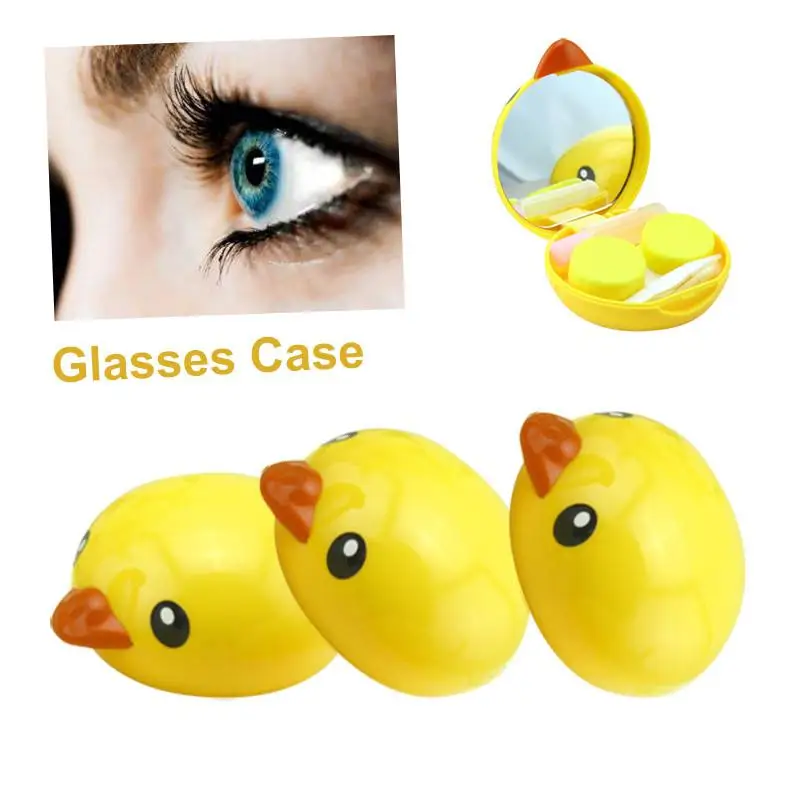 1 компл. Желтая утка контактные линзы фоточехол с зеркалом Пинцет Красивая