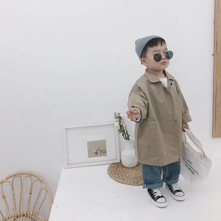 Осенний модный Тренч в Корейском стиле большого размера для мальчиков