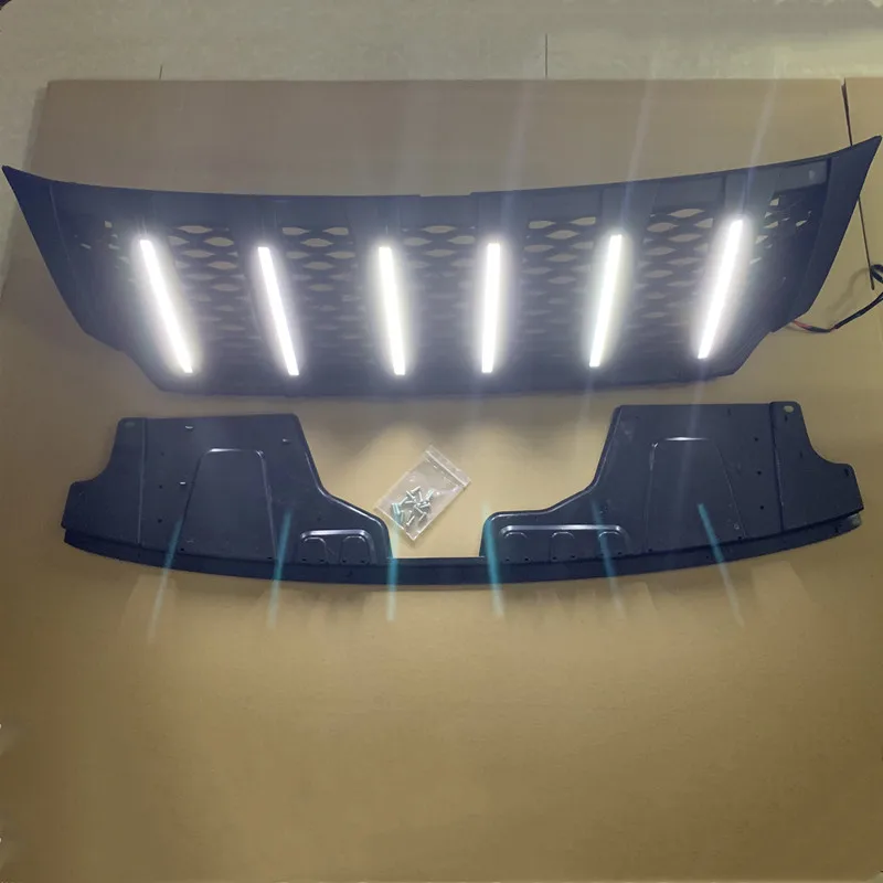 BLACK COLOR WITH LED Передние гоночные грили бамперы маска Гилл со светодиодный DRL аксессуары ABS Матовый BLACKG RILLE Подходит для NISSAN NAVAR NP300- автомобиль - Цвет: BLACK COLOR WITH LED