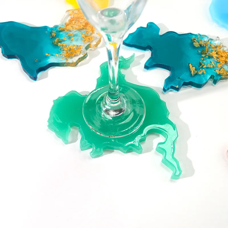 

Silicone Mould DIY Mirror Crystal Epoxy Glue Seven Continents Coaster Mold Spot Intercontinental Coaster Silicone Mold
