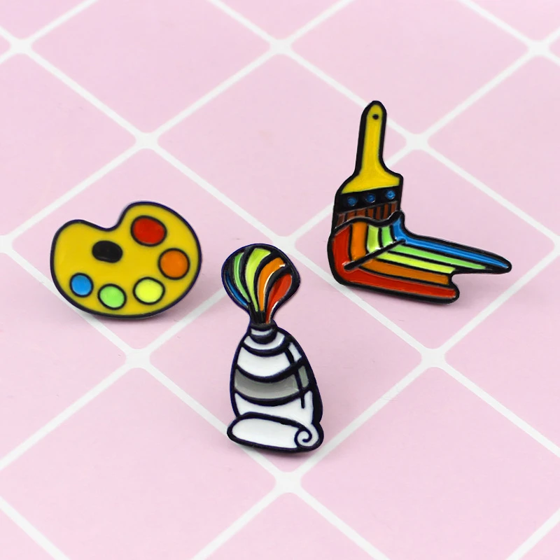 Палитра брошь эмаль Разноцветные броши значки унисекс Цветная кисть живопись