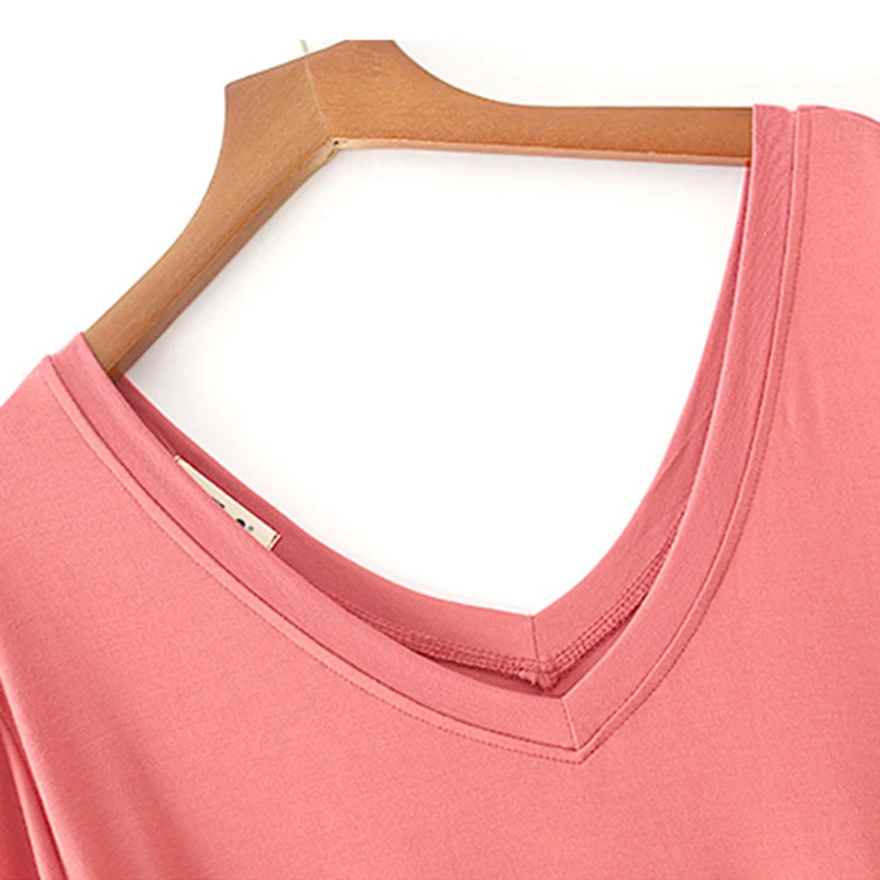 Для женщин пижамы эластичный модал ночная рубашка одежда для сна с v образным