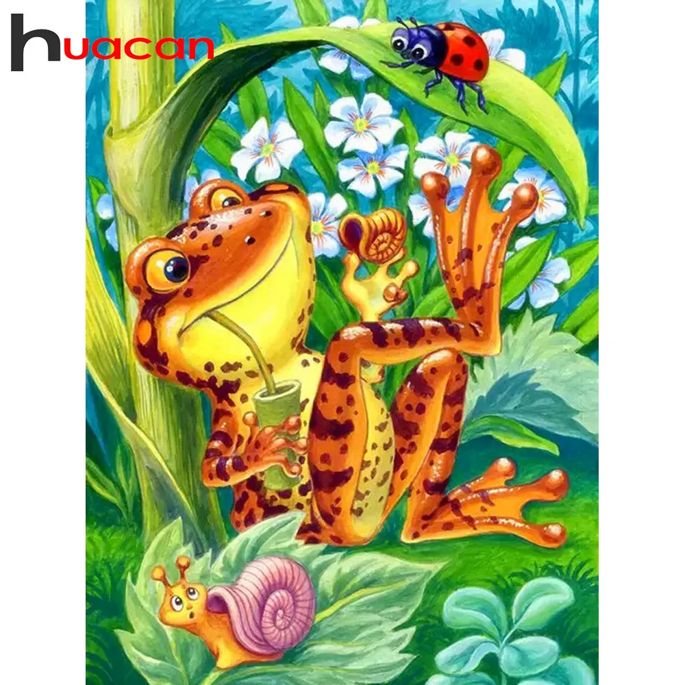Алмазная живопись Huacan полная 5d Вышивка в виде лягушки полный набор картины с