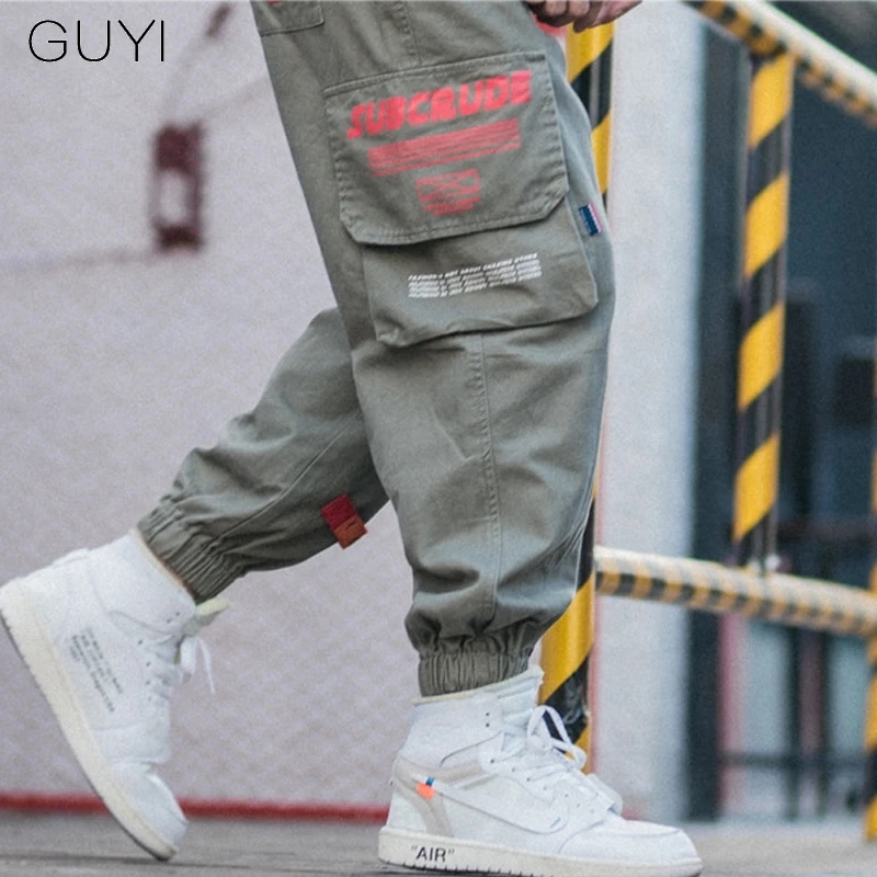 Брюки-карго мужские с карманами шикарные повседневные штаны надписью модные