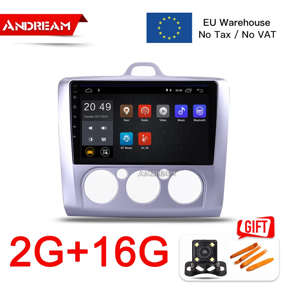 Android 2-16G 2 din Автомобильный мультимедийный плеер для ford focus Android навигация 2 3 2004-2007 9 дюймов Восьмиядерный Android 8,1 головное устройство Carplay - Цвет: Android 2-16G