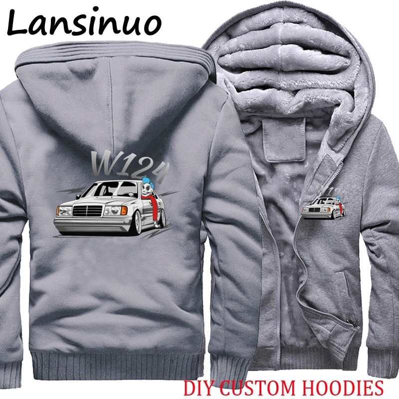 Guccy для мужчин W124 автомобиль модные толстовки с капюшоном флис толстый теплый