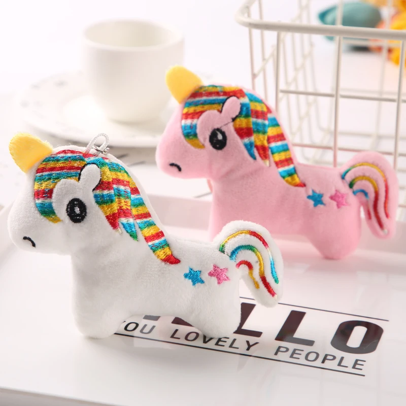 8*12CM Cute colorful unicorn plush pony embroidery keychain pendant Plush Animal Toys Children's Gift