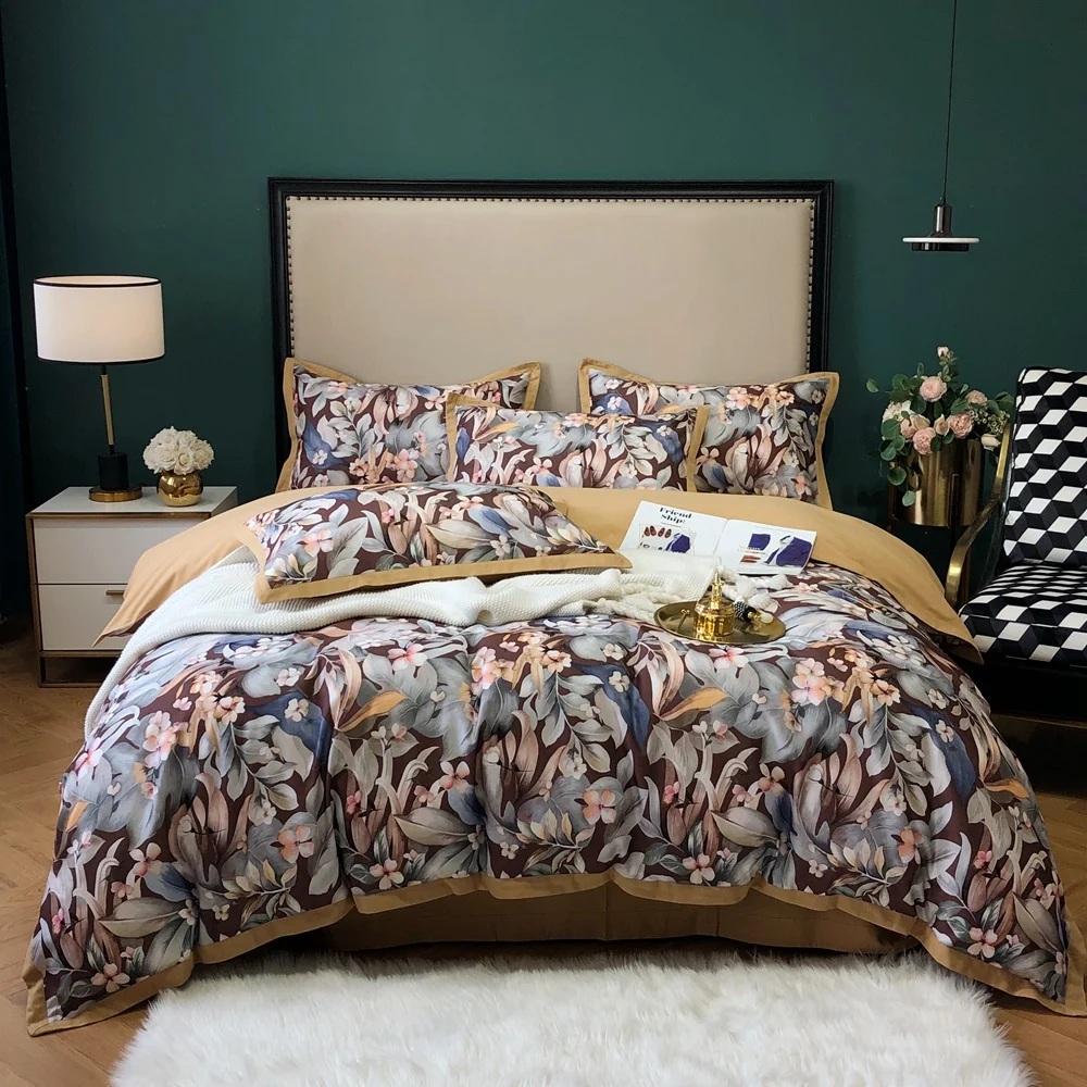 Комплект постельного белья TUTUBIRD с голубым цветочным рисунком сатин 100%