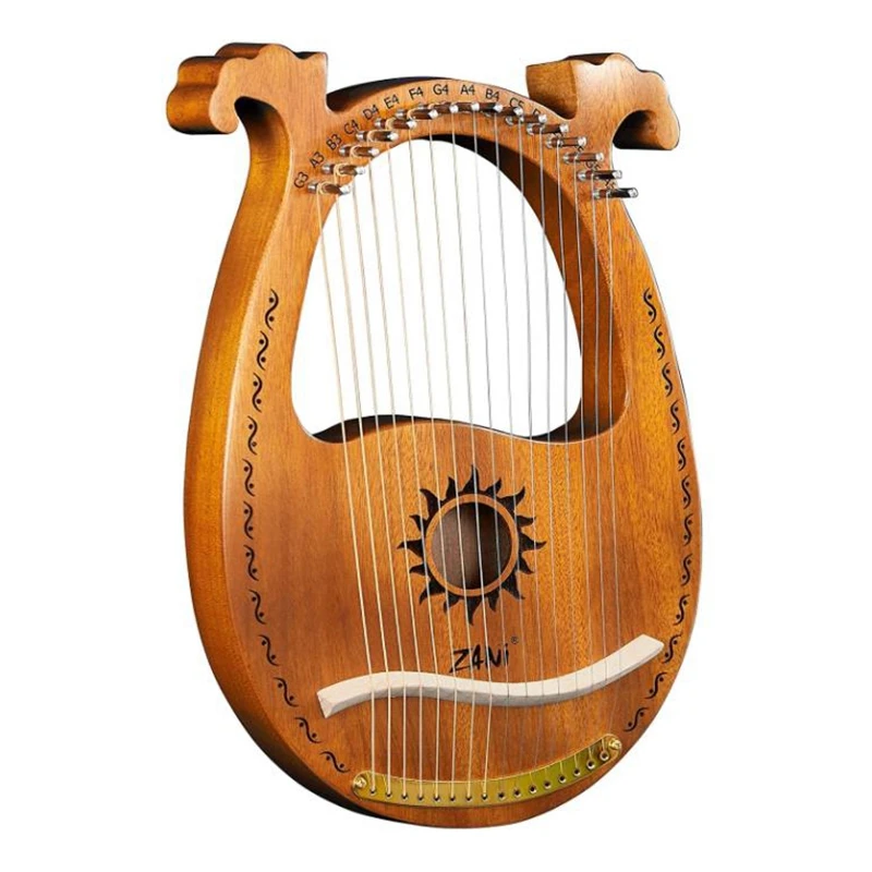 

Zani Lyre Harp, 16-струнная деревянная Lyre Harp, 16-струнная Lyre уникальные узоры резные телефонные символы, для любителей музыки начинающих и т. д.