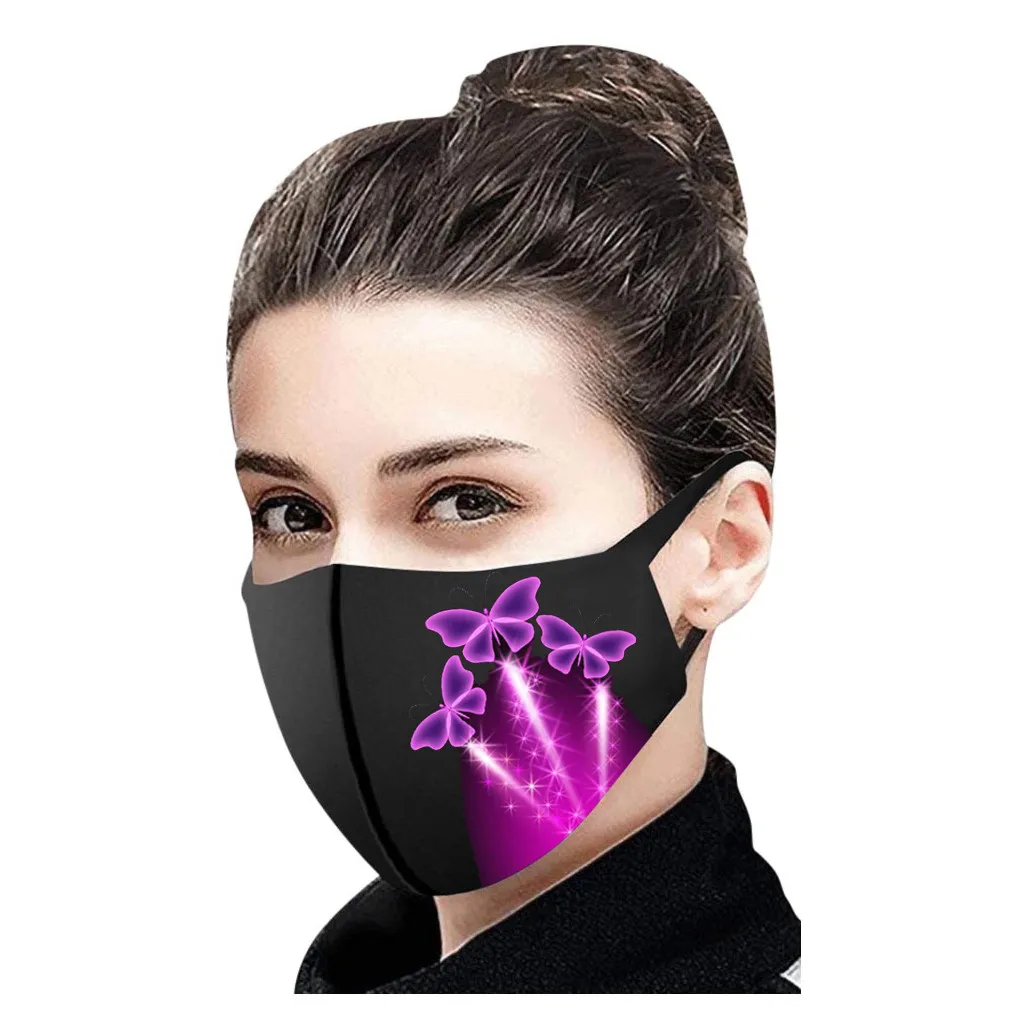 

1PC Masks Butterfly Mascarillas Adults Washable Reusable Face Mask Fashion Printing Mouth-muffle Breathable Outdoor Masque S16