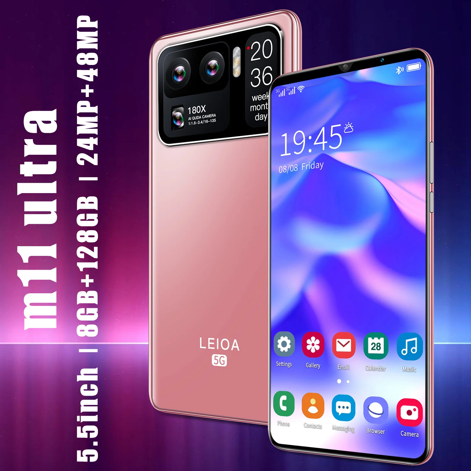 

New Arrival M11 UItra 5.5 Inch 8+128G 24MP+48MP Smartphone 5G 10 Core MT6595 4800MAH Face ID Android 10 Dual SIM Global Version