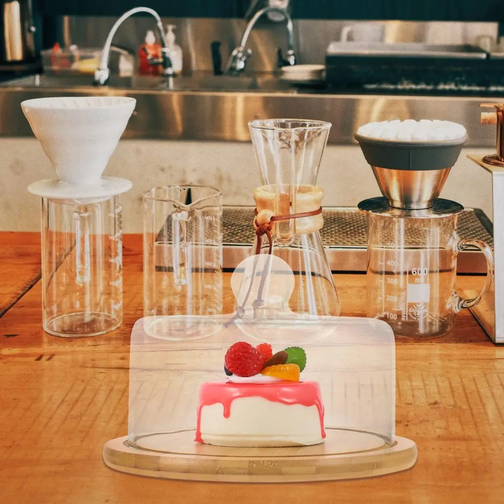 

1 Set Transparent Cover Glass Shield Afternoon Tea Tray High Foot Tray