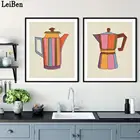 Ретро Современная Картина на холсте среднего века в скандинавском стиле с чашкой кофе чая настенные художественные плакаты с принтом картины для столовой кухни домашний декор