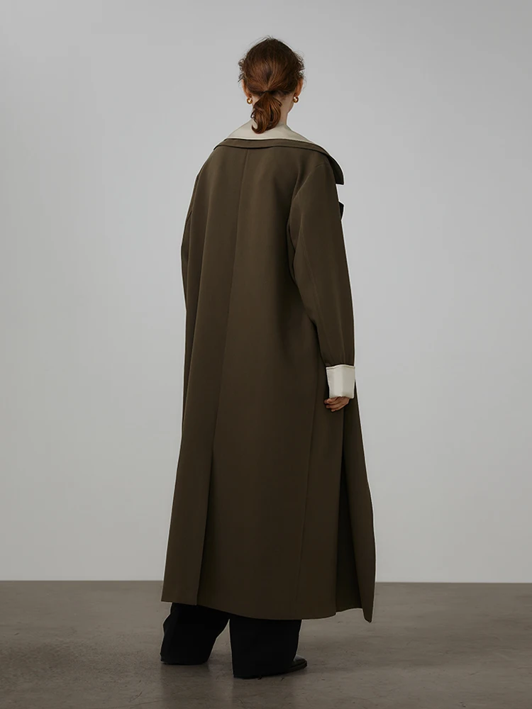 【Biutefou】2022 Spring Women Original Design Long Spliced Trench Coats Fake Two Pieces With Belt |