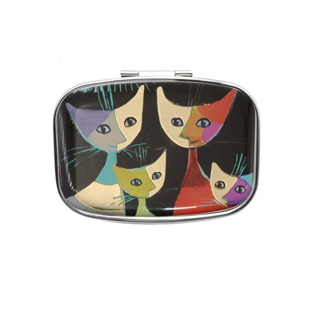 Переносная коробка для таблеток с принтом кота чехол 2 отделения контейнер