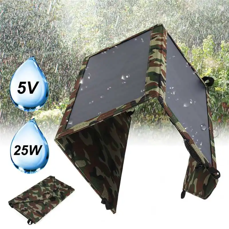 

Складная портативная солнечная панель 25 Вт, зарядное устройство для солнечной панели, водонепроницаемая складная сумка с двойным USB, зарядн...
