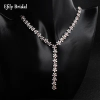 rose gold color crystal flower necklace wedding accessories bride jewelry rhinestone bridal necklace for women christmas gift