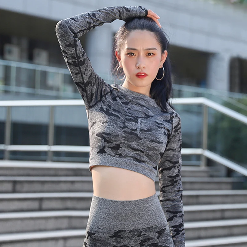 

Tops+ Pants Women Seamless Yoga Set Fitness Clothing Yoga Sport Long sleeves Tops Sports Bra Running Gym Fitness Workout Suit