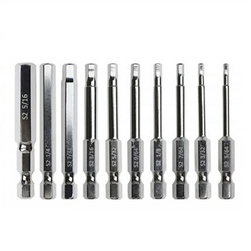 

S2 alloy steel Screwdriver bit Hardware Workshop Equipment 10Pcs Allen