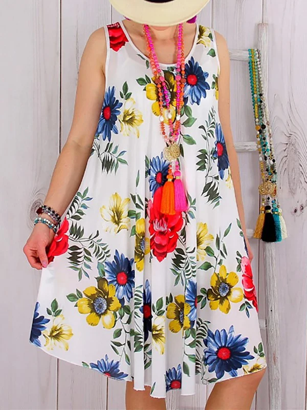 

new loose print sleeveless casual women's summer casual Vest dress comfortable pijamas de mujer vestido plus size women clothing