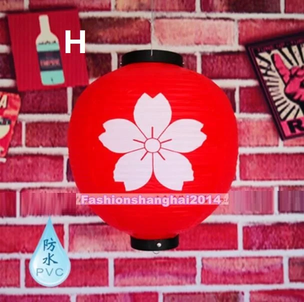 H Японский ПВХ фонарь Водонепроницаемый Круглый 30x30 см висящий снаружи суши магазин Ресторан Декор Орнамент мульти-узоры - Цвет: H