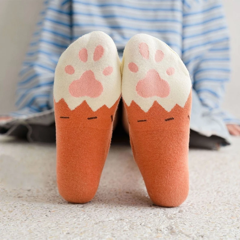 Женские летние носки с низким вырезом милые Нескользящие мультяшным рисунком