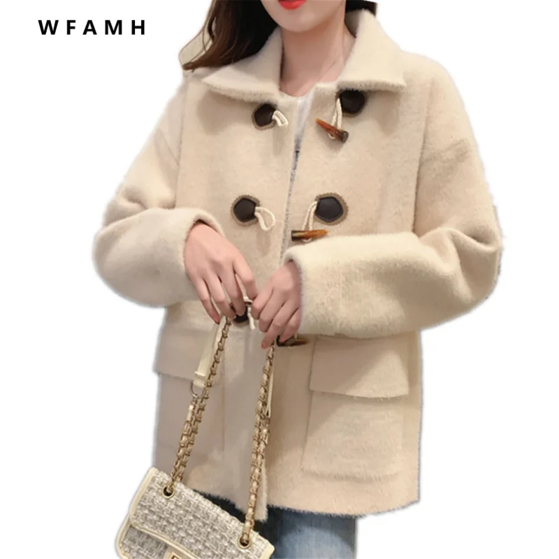 Imitation Mink Plus Velvet Knitted Cardigan Solid Color Fur Coat Sweater Women's 2023 New Korean Loose Temperament