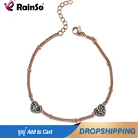 rainso trendy women health magnetic bracelet stainless steel rhinestones and crystal stone heart shaped link chain 2021