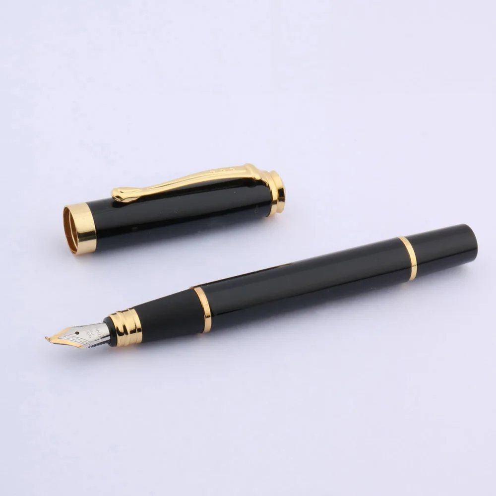 Роскошные офисная металлическая авторучка черный золотой отделкой фуде перо